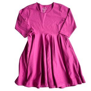 Mightly Organic Cotton Kids Organic Cotton 3/4 Sleeve Twirl Dress - Size Med (8)